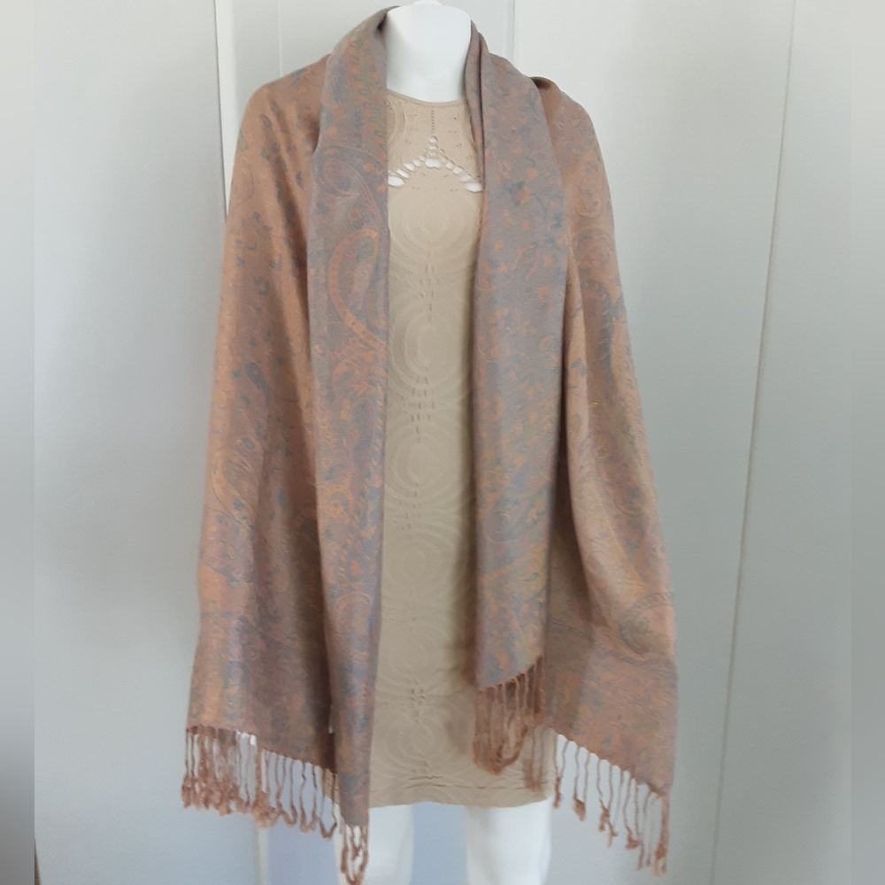 NWT 100% CASHMERE Gift from Jerusalem Holy Land Pastel Shawl Stole Sz 76" x 28"